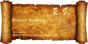 Raics Indira névjegykártya